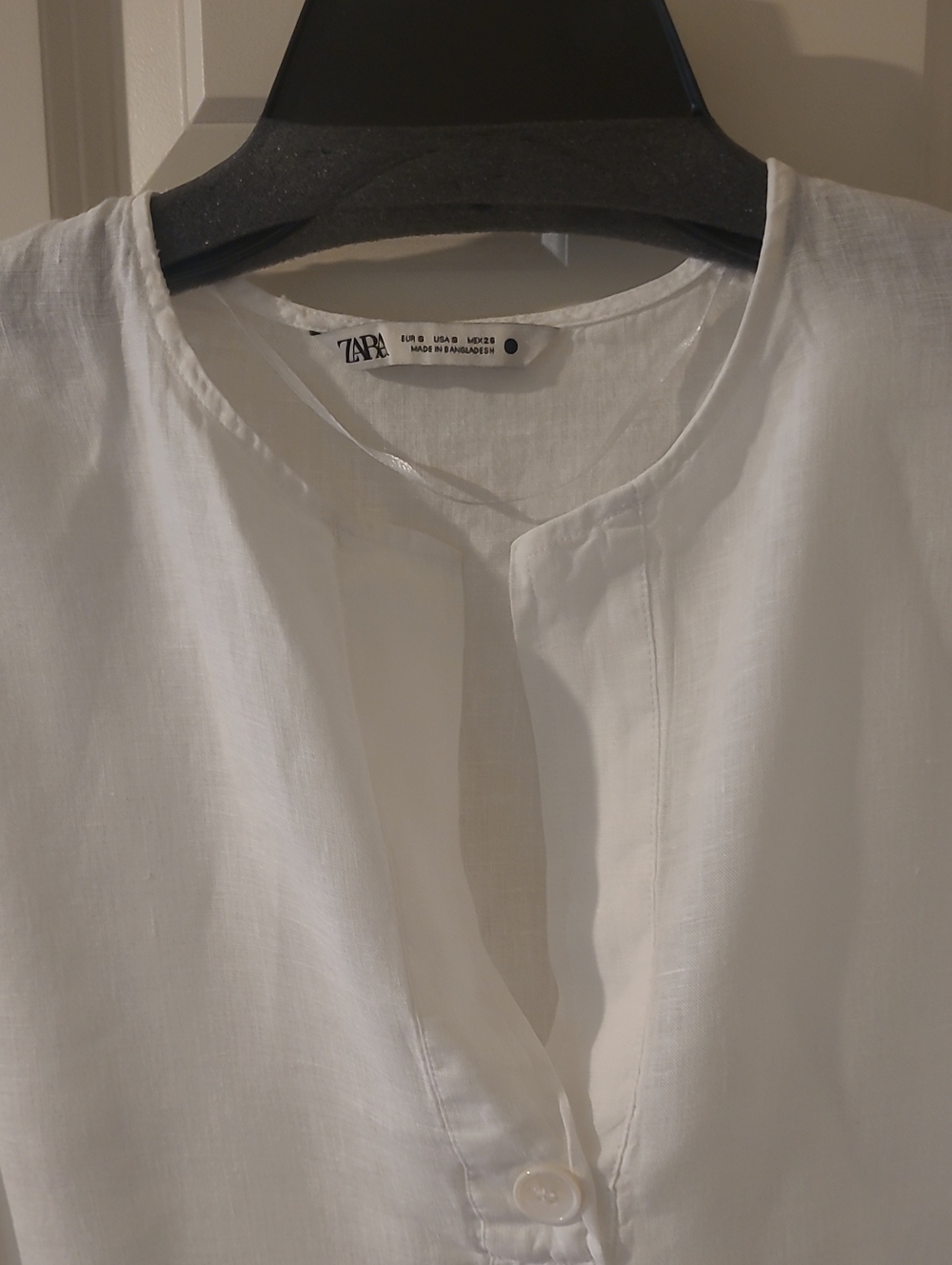 Zara White Linen Button-Front Women's Top